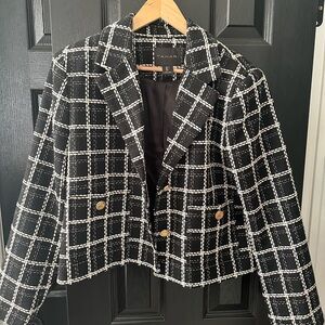 Tahari Black and White Checkered Women's Blazer